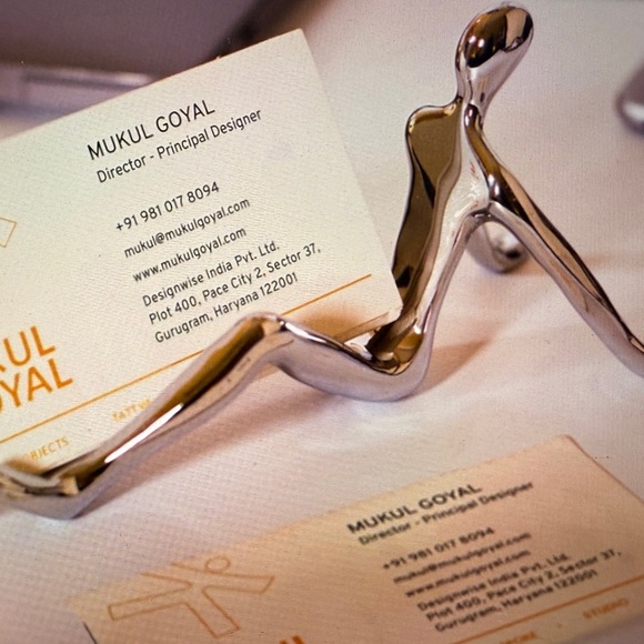 Mu•kul Goyal Signature ID Business card Holder, chrome desk statement piece - Picture 1 of 9